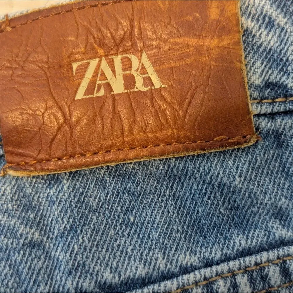 Zara Distressed Wide Baggy Barrel Leg Mom Jeans Sz 6 - Picture 6 of 7